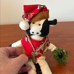 Cow Christmas plush Ornament Vintage